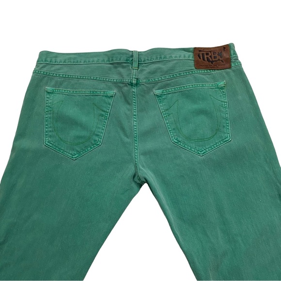 True Religion Buddha USA Men Green Jeans Sz 42 x34 Button Fly Denim 100% Cotton - Picture 10 of 16